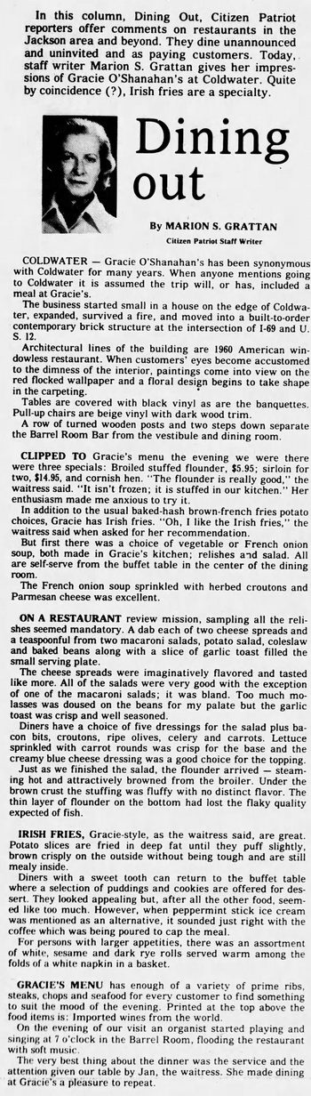 Grace OShanahans - Mar 16 1978 Article (newer photo)